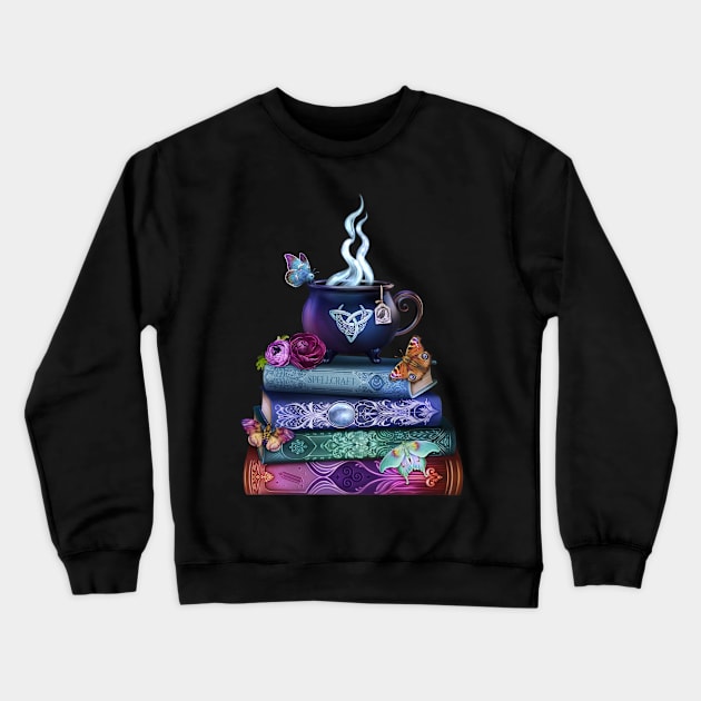 Witch's Brew Tea and Books Crewneck Sweatshirt by brigidashwood